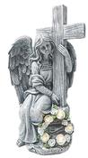 Grave Ornament Lg Solar Angel w/Cross