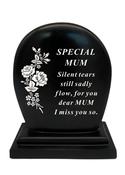 Grave Ornament Black Flower Plaque Mum