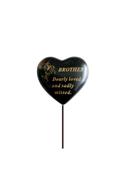 Grave Ornament BROTHER Black &amp;amp; Gold Heart Stick