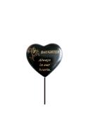 Grave Ornament DAUGHTER Black &amp;amp; Gold Heart Stick