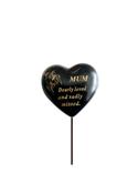 Grave Ornament MUM Black &amp;amp; Gold Heart Stick