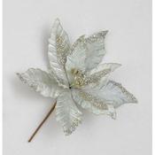 28cm Velvet Poinsettia Pick Silver 89590