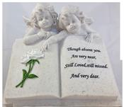 Grave Ornament 2 Angels on Large Book 6157