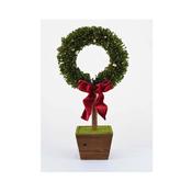 Potted Boxwood L Wreath Tree 45cm W Bow 22682