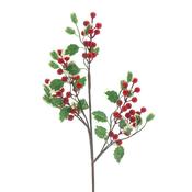 59cm Red Berry &amp;amp; Mini Holly Leaf Stem 45301