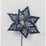 50cm Fabric Gem Poinsettia Blue 95117
