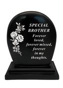 Grave Ornament Black Flower Plaque BROTHER