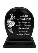 Grave Ornament Black Flower Plaque HUSBAND