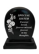 Grave Ornament Black Flower Plaque SISTER