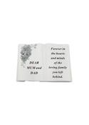 Grave Ornament MUM &amp;amp; DAD 3D Silver Rose Book