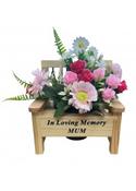 Grave Ornament Mum Wooden Bench w Flower Insert