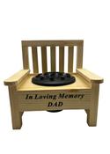 Grave Ornament Dad Wooden Bench w Flower Insert