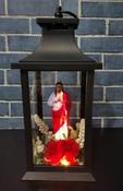 Grave Ornament Black Lantern Sacred Heart LED 6214
