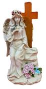 Grave Ornament Angel w Bird &amp;amp; Solar Cross 6154