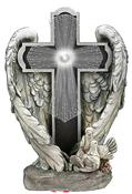 Grave Ornament Winged Memorial Solar Cross 6207