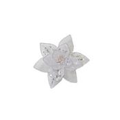 WHITE SEQUIN POINSETTIA ON CLIP 2617