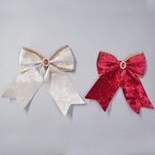 Bow w/Gold Colour Trim and Faux Ruby Red and Cream 50308