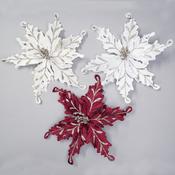 Flower with Silver Pattern w/clip Cream, White Red 50303