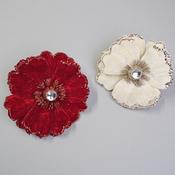 Hibiscus Flower with Faux Diamond Centre Red /Cream 30417