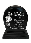 Mum &amp;amp; Dad Black Plaque With White Floral Detail