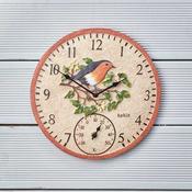 12in Robin Wall Clock &amp;amp; Thermometer image