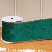 89mm Deluxe Velvet Wired Ribbon, 3m - Green