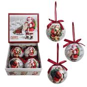 4pcs 75mm Baubles w/Santa Scene in Gift Box 80807 image