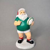 Santa in Green Jersey with Rugby Ball 16cm 80218 image