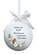 Glass Bauble W Robin &amp;amp; Bow Tie Hanger NAN