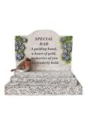 Grave Ornament Robin And Lilac Floral Design DAD