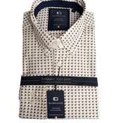 Giordano  Long Sleeve Shirt -Twill graphic Blue/Beige image