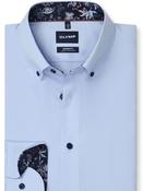 Olymp Luxor Modern Fit shirt Blue -Navy Floral Trim