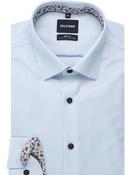 Olymp Body Fit Shirt - Light Blue/Brown Trim