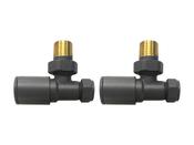 ROUND ANGLED RADIATOR VALVES ANTHRACITE PAIR - Best Price Tiles image