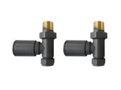 ROUND STRAIGHT ANTHRACITE RADIATOR VALVES PAIR - Best Price Tiles image