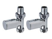 ROUND STRAIGHT CHROME RADIATOR VALVES PAIR - Best Price Tiles image