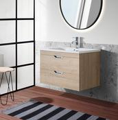 Luna 800 Oak Unit &amp; Basin (Wall Hung) - Best Price Tiles image