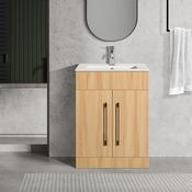 Oreo 600mm 2‑Door Oak Vanity Unit &amp; Basin - Best Price Tiles image