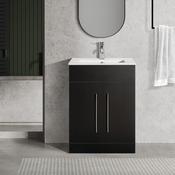 Oreo 600mm 2‑Door Black Vanity Unit &amp; Basin - Best Price Tiles image