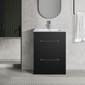 Oreo 600mm 2‑Drawer Black Vanity Unit &amp; Basin - Best Price Tiles image