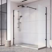 Wetroom Panel 1100mm Black Fluted - Best Price Tiles