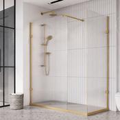 Wetroom Panel 1000mm Brushed Brass Fluted - Best Price Tiles
