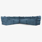 5 Piece Corner Modular Sofa Set - Cord Navy Blue image