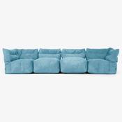 4 Piece Multi Modular Sofa Set - Cord Aegean Blue