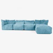 4 Piece Multi Chaise Modular Sofa Set - Cord Aegean Blue