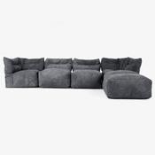 4 Piece Multi Chaise Modular Sofa Set - Cord Black