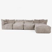 4 Piece Multi Chaise Modular Sofa Set - Cord Dovetail Grey