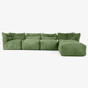 4 Piece Multi Chaise Modular Sofa Set - Cord Forest Green image