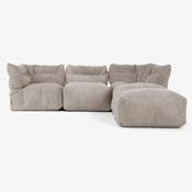 3 Piece Closed Chaise Modular Sofa Set - Cord Dovetail Grey
