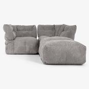 2 Piece Chaise Modular Sofa Set - Cord Graphite Grey